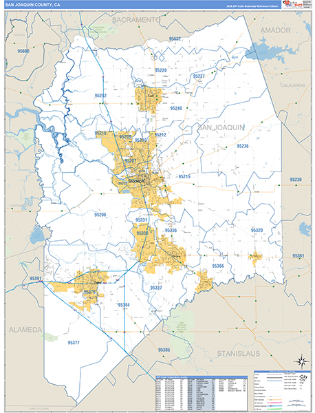 San Joaquin County, CA Map Basic Style